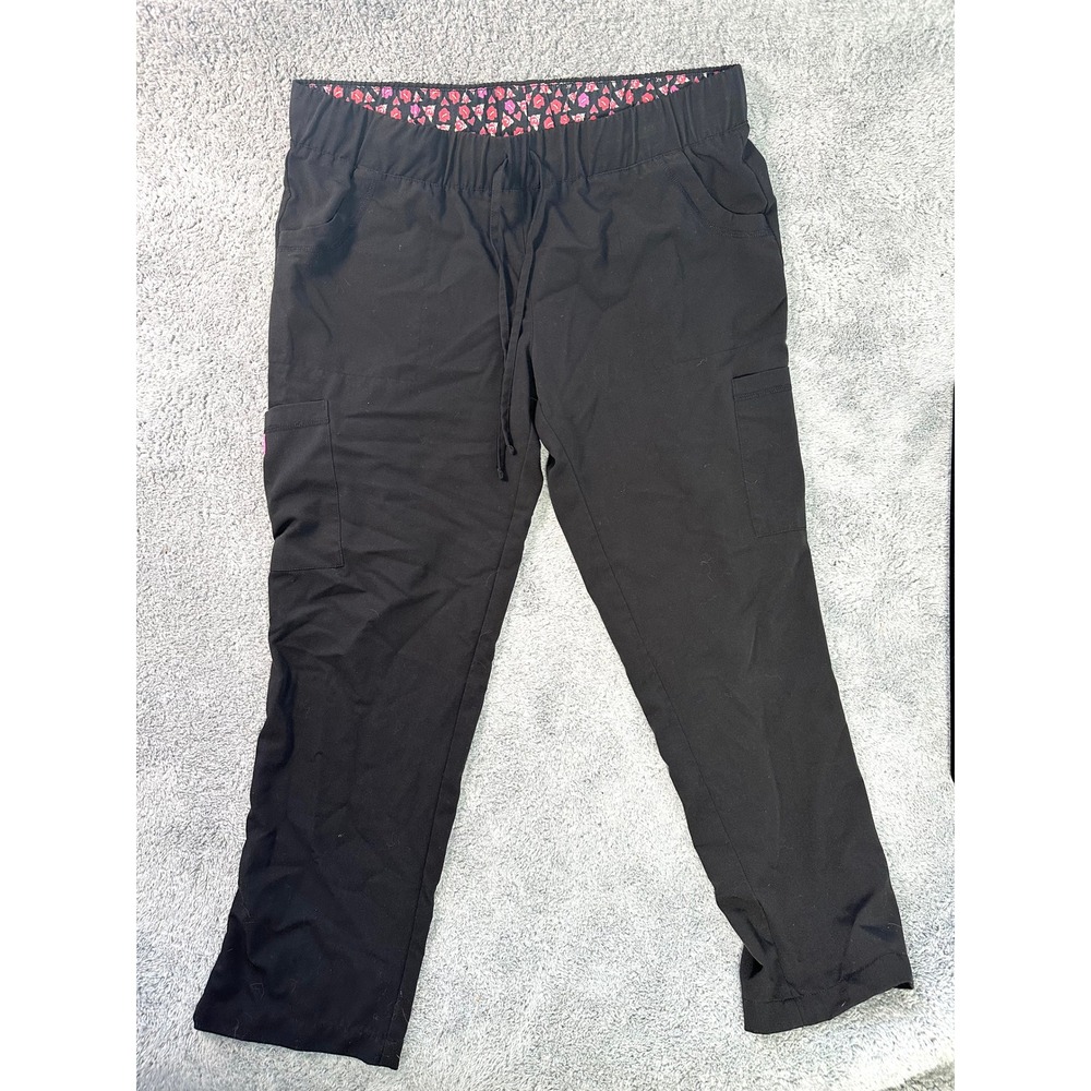 Betsey Johnson Black PL petite large scrub bottoms straight lips waistband